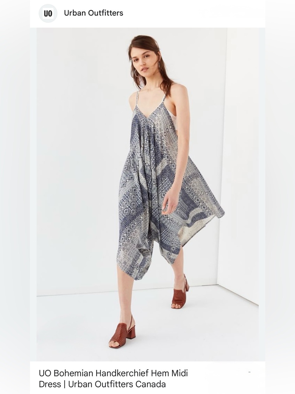 Urban Outfitters Bohemian Handkerchief Midi Printed Dress Romper Overalls